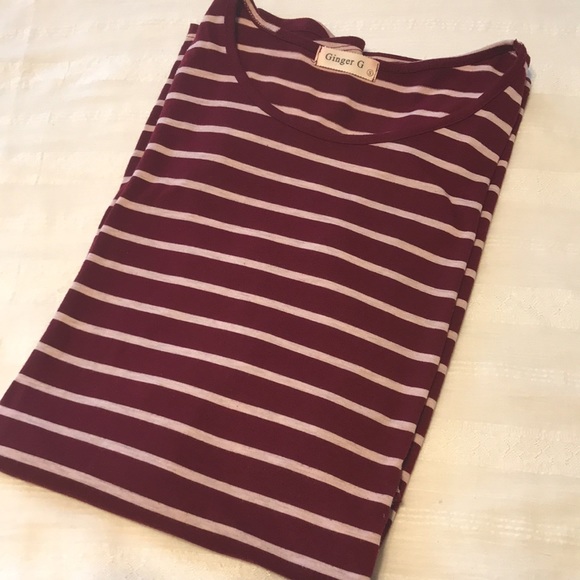 Ladies Ginger G Burgundy Stripe Dress - Picture 6 of 6